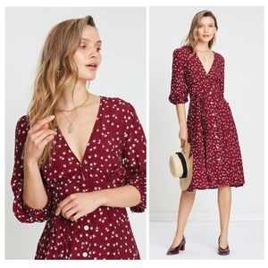 NWOT Faithfull the Brand Bettina Burgundy Floral Midi Dress